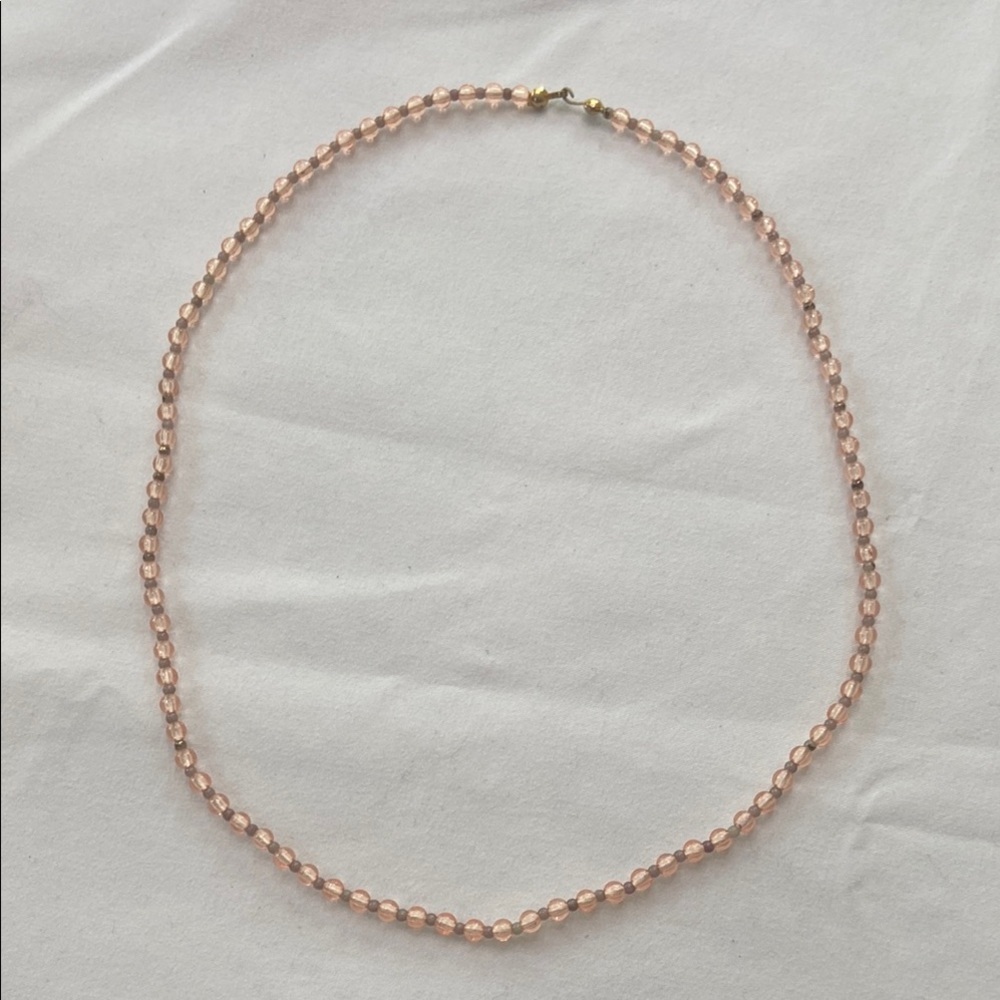 Pink Beaded Necklace with Elegant Chain